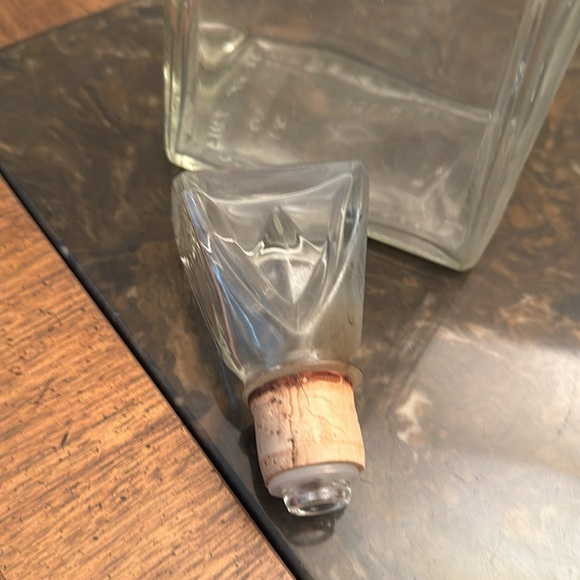 Very old alcohol bottle with glass and cork top. Use for alcohol, wine or juice - Picture 2 of 4